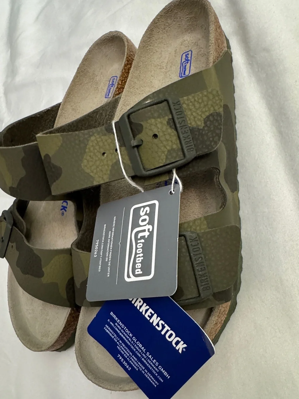 Birkenstock Arizona Camouflage Two-Strap Sandals - Olive & Dark Green size 42